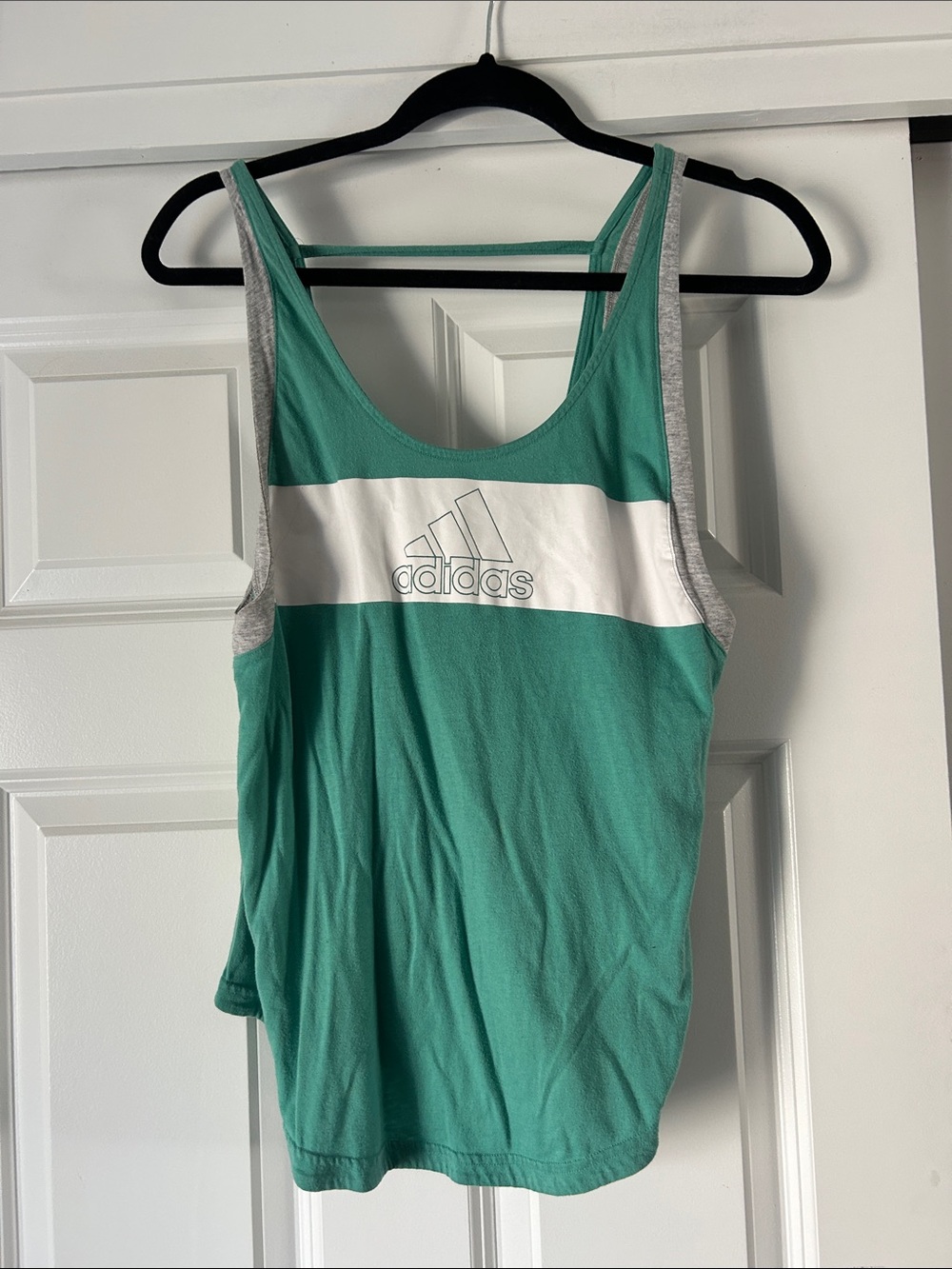 adidas Teal Tank with White Chest Panel and Gray Trim